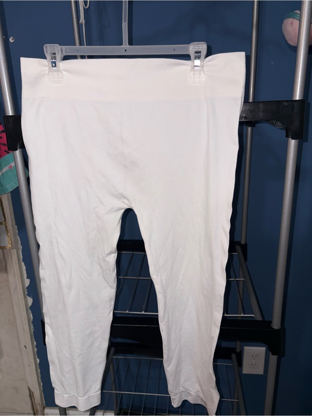 Woman White Stretch Cotton Leggings - Lightweight Comfort